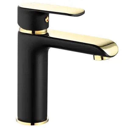 Смеситель для раковины (умывальника) REA  BLOOM BLACK GOLD низкий (REA-B9933)