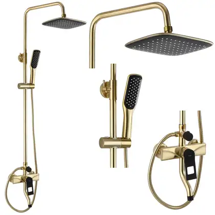 Душевой гарнитур REA SOUL BRUSHED GOLD с изливом (REA-B9962)