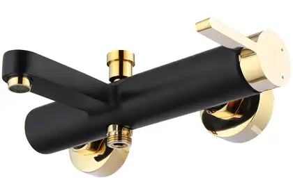 Смеситель для ванны и душа REA POLO BLACK GOLD настенный с изливом (REA-B9979)