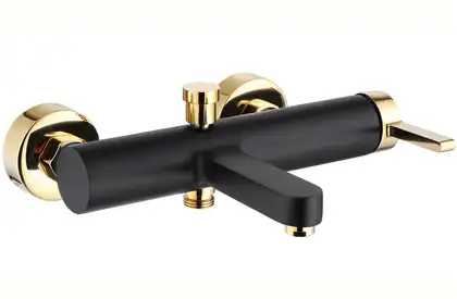 Смеситель для ванны и душа REA POLO BLACK GOLD настенный с изливом (REA-B9979)