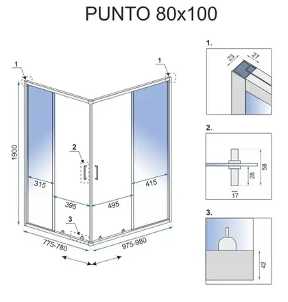Душевая кабина REA PUNTO 80х100 (REA-K1889)