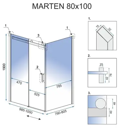 Душевая кабина REA MARTEN 80X100 (REA-K4000)