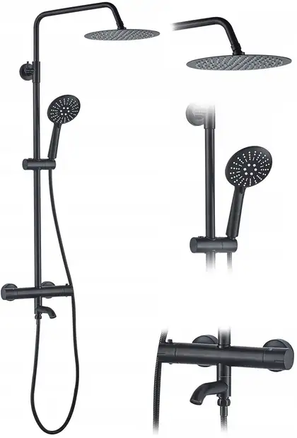 Rea Lungo Black Душовий гарнітур, чорний (REA-P4113)