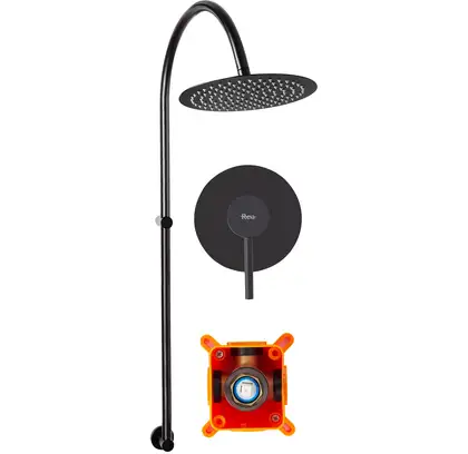 Душевая система REA LUGANO BLACK + BOX скрытого монтажа (REA-P9301)