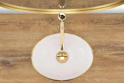 Умывальник (раковина) REA SOFIA MINI GOLD WHITE накладной (REA-U6334)