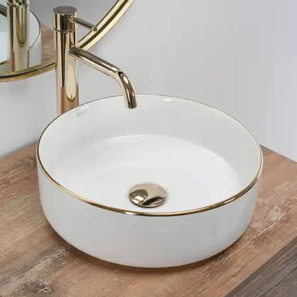 Rea SAMI GOLD EDGE Умивальник накладний, білий (REA-U6758) Rea SAMI GOLD EDGE Умивальник накладний, білий (REA-U6758)