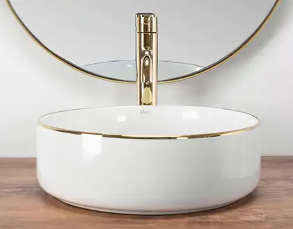 Rea SAMI GOLD EDGE Умивальник накладний, білий (REA-U6758) Rea SAMI GOLD EDGE Умивальник накладний, білий (REA-U6758)