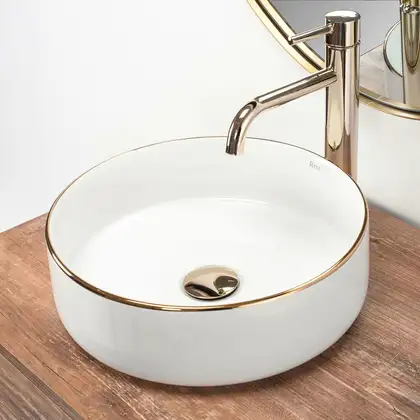Rea SAMI GOLD EDGE Умивальник накладний, білий (REA-U6758) Rea SAMI GOLD EDGE Умивальник накладний, білий (REA-U6758)