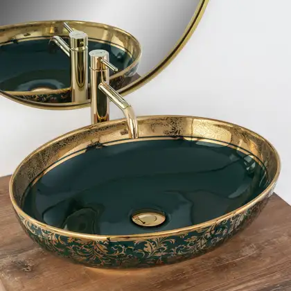 Умывальник (раковина) REA MARGOT GREEN GOLD накладной (REA-U8462) Умывальник (раковина) REA MARGOT GREEN GOLD накладной (REA-U8462)
