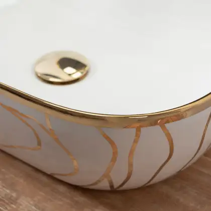 Умивальник (раковина) REA BELINDA WAVE WHITE GOLD накладний білий (REA-U8472)