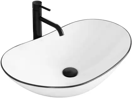 Умывальник (раковина) REA ROYAL WHITE BLACK EDGE накладной (REA-U8569)