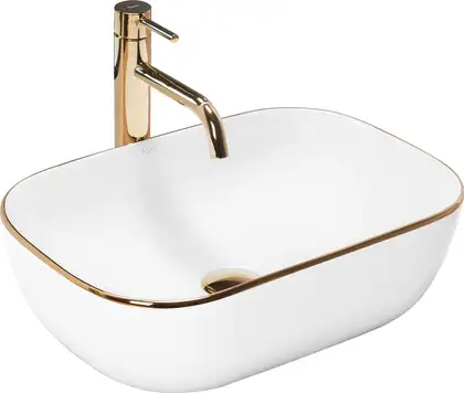 Умывальник (раковина) REA BELINDA WHITE GOLD EDGE накладной (REA-U8736)