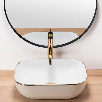 Умывальник (раковина) REA BELINDA WHITE GOLD EDGE накладной (REA-U8736)