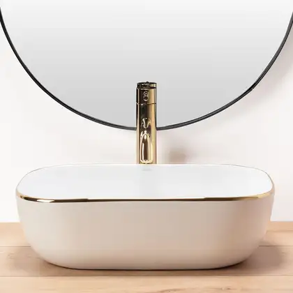 Умывальник (раковина) REA BELINDA WHITE GOLD EDGE накладной (REA-U8736)