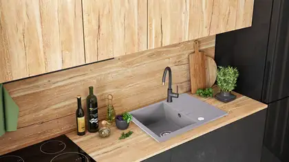 Гранитная кухонная мойка REA NORTH GREY серая (ZLE-00128)