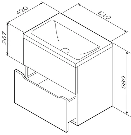 Тумба з раковиною, підвісна, 60 см AM.PM M91-FHX0602-WC0602WG38 GEM S