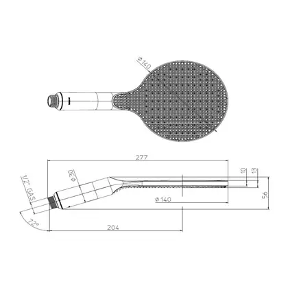 Лійка для душу Bossini Apice (колір - чорний матовий), 1 вид струменя B00900073