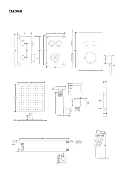 Душовий гарнітур прихованого монтажу Corsan CMZ068CH CHROM + BOX хром (647007) Душовий гарнітур прихованого монтажу Corsan CMZ068CH CHROM + BOX хром (647007)