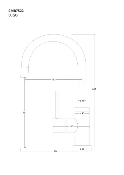 Смеситель для кухни Corsan LUGO BLACK MATT черный з подвижным носиком (CMB7522BL)