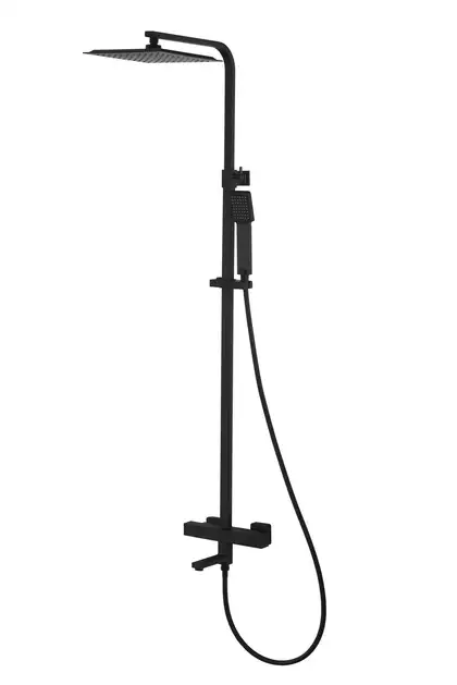Душовий гарнітур Corsan ANGO BLACK MATT з термотстатом та виливом (CMN020)