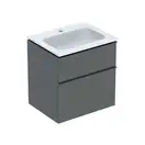Тумба с раковиной Geberit iCon slim rim 60 см, корпус и фасад - лава мат / ручки - лава мат 502.335.JK.1