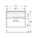 Тумба с раковиной Geberit iCon slim rim 75 см, корпус и фасад - лава мат / ручки - лава мат 502.336.JK.1