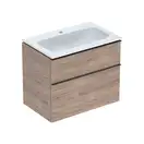 Тумба с раковиной Geberit iCon slim rim 75 см, корпус и фасад - орех тёмный / ручки - лава мат 502.336.JR.1