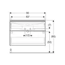 Тумба с раковиной Geberit iCon slim rim 90 см, корпус и фасад - лава мат / ручки - лава мат 502.337.JK.1