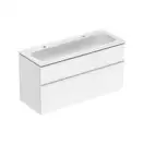 Тумба с раковиной Geberit iCon slim rim 120 см, корпус и фасад - белый глянец / ручки - белый мат 502.338.01.1