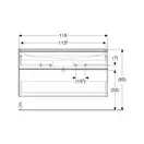 Тумба с раковиной Geberit iCon slim rim 120 см, корпус и фасад - орех тёмный / ручки - лава мат 502.338.JR.1