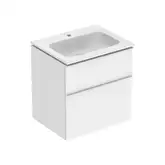 Тумба с раковиной Geberit iCon slim rim 60 см, корпус и фасад - белый мат / ручки - белый мат 502.335.01.3