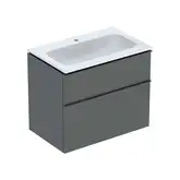 Тумба с раковиной Geberit iCon slim rim 75 см, корпус и фасад - лава мат / ручки - лава мат 502.336.JK.1