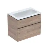 Тумба с раковиной Geberit iCon slim rim 75 см, корпус и фасад - орех тёмный / ручки - лава мат 502.336.JR.1