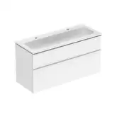 Тумба с раковиной Geberit iCon slim rim 120 см, корпус и фасад - белый глянец / ручки - белый мат 502.338.01.1