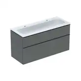 Тумба с раковиной Geberit iCon slim rim 120 см, корпус и фасад - лава мат / ручки - лава мат 502.338.JK.1
