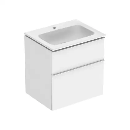 Тумба с раковиной Geberit iCon slim rim 60 см, корпус и фасад - белый мат / ручки - белый мат 502.335.01.3 Тумба с раковиной Geberit iCon slim rim 60 см, корпус и фасад - белый мат / ручки - белый мат 502.335.01.3