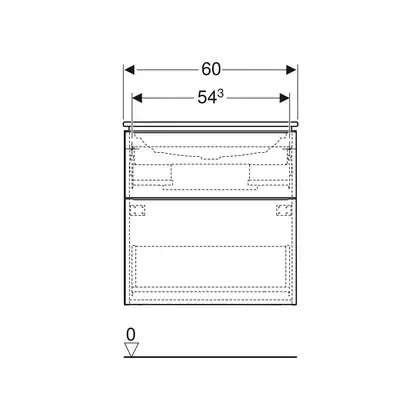 Тумба с раковиной Geberit iCon slim rim 60 см, корпус и фасад - лава мат / ручки - лава мат 502.335.JK.1