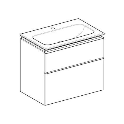 Тумба с раковиной Geberit iCon slim rim 75 см, корпус и фасад - белый мат / ручки - белый мат 502.336.01.3