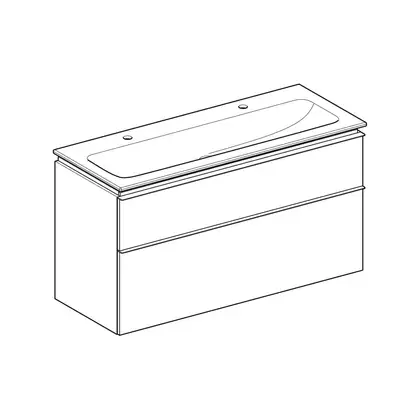 Тумба с раковиной Geberit iCon slim rim 120 см, корпус и фасад - белый глянец / ручки - белый мат 502.338.01.1