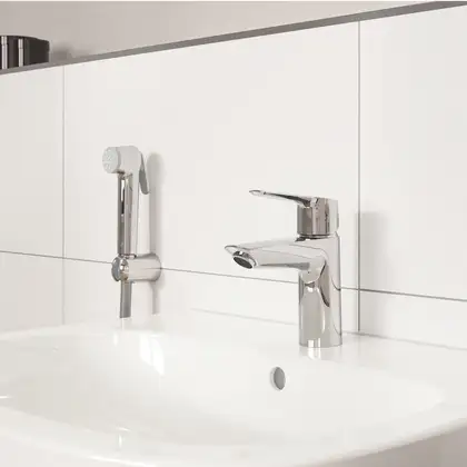 Grohe Eurosmart S-Size Змішувач для умивальника з гігієн. душем, хром (23123003)