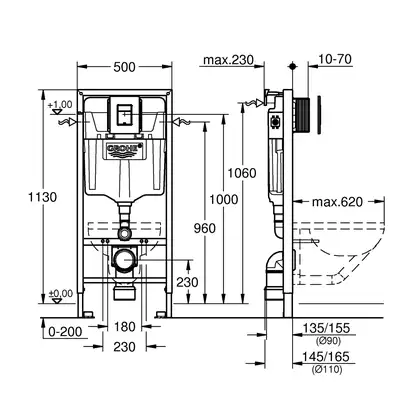 Grohe Solido 4-в-1 Інсталяція для унітазу, хром (39930000)