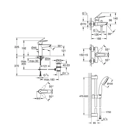 Grohe Start Набір змішувачів 3 в 1, хром (UA202301MQ)