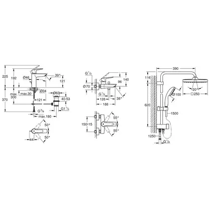 Grohe Start Набір змішувачів 3-в-1, хром (UA202305RM) Grohe Start Набір змішувачів 3-в-1, хром (UA202305RM)