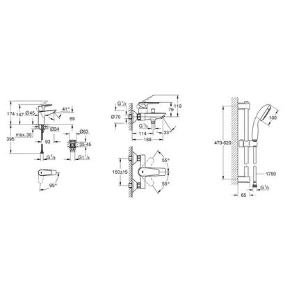 Grohe StartEdge Набір змішувачів 3 в 1, хром (UA202501SE)