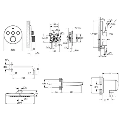 Grohe SmartControl Душова система 3в1, хром (UA202801R3)