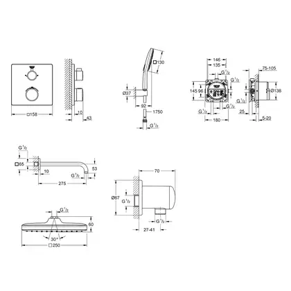 Душова система на 2 споживача прихованого монтажу Grohe Grohtherm UA26415SC7