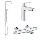Набір змішувачів для ванни та душу з Grohe Eurosmart New + Grohtherm 1000, хром (UA34102TS0)