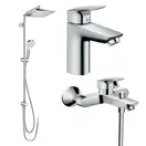 Набір змішувачів для ванни Hansgrohe EcoSmart Logis 100 / Crometta Reno (71104 + 7140 + 27289000), хром (20200002)