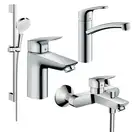 Набір змішувачів для ванни Hansgrohe EcoSmart Logis / Focus 100 (71104 + 7140 + 31806 + 26534400), хром (20200012)