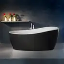 Ванна акрилова Knief Relax 180х85 окремостояча, чорний матовий/білий матовий (0100-278 чорний мат-білий килимок) (0100-278 black mat- white mat)